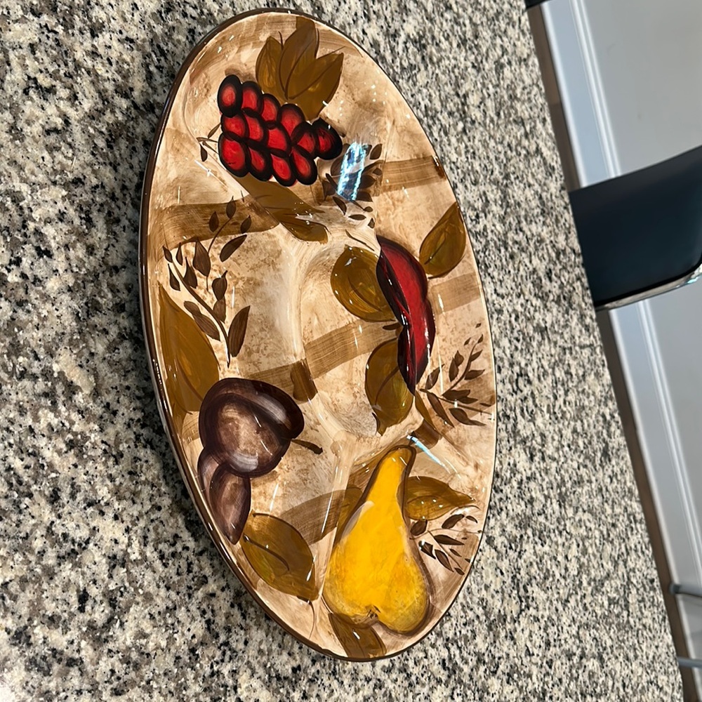 Tabletops Gallery Bountiful Hand Painted Hand Crafted Fruit Vegetable Serving.